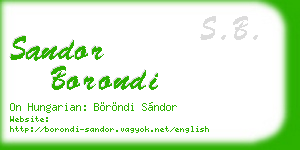 sandor borondi business card