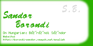 sandor borondi business card